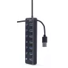USB šakotuvas Gembird UHB-U3P7P-01, 7 prievadų USB 3.2 Gen 1 (Type-A), 0,24 m kabelis, juodas