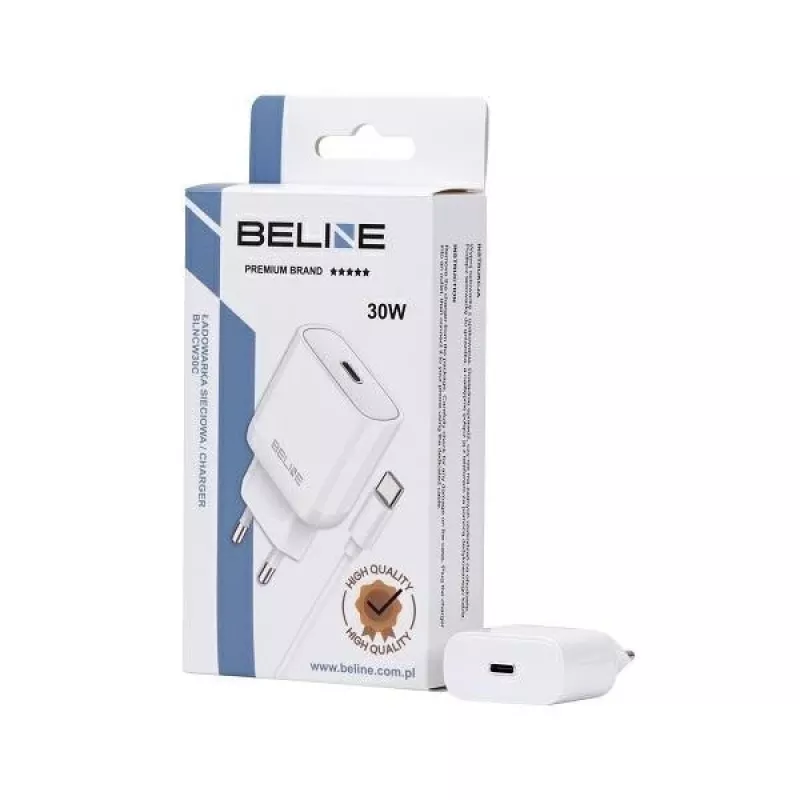 Įkroviklis 30W USB-C Beline Beli02177 baltas su USB-C laidu