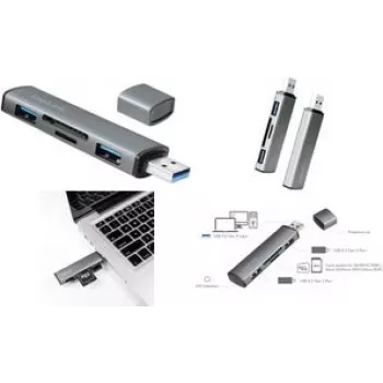 LogiLink UA0394 USB 3.2 Gen 2 šakotuvas su aliuminio korpusu, įmontuotas SD kortelių skaitytuvas, būsenos indikatorius