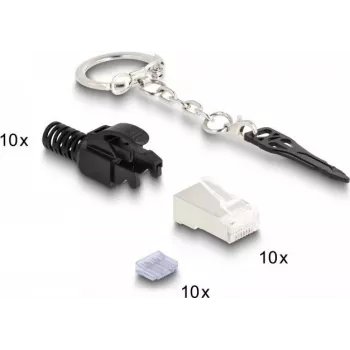 DeLOCK RJ45 modulinis kištukas Cat.6A užrakinamas 10 vnt. rinkinys Juodas Metalinis Vyriškas