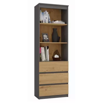 Biuro knygų spintos viršutinė dalis top e shop RS-60 ANT/ART KPL — 3 lentynos, medžio drožlių plokštė, 600×350×1800 mm
