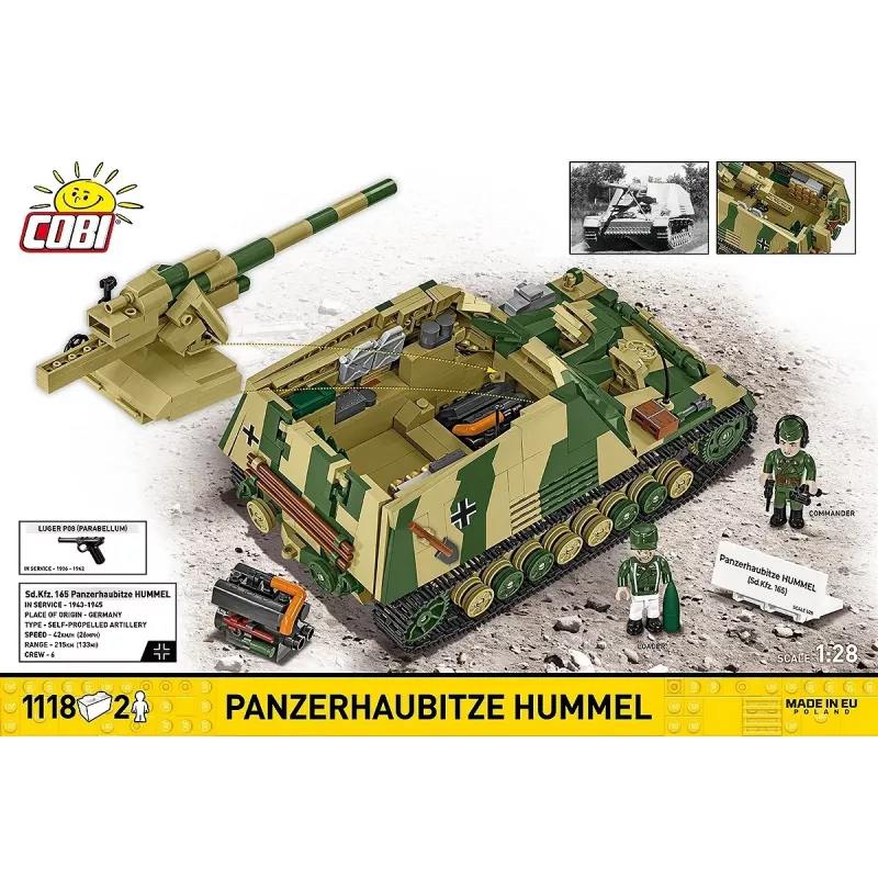 Konstruktorius Cobi Panzerhaubitze Hummel 1118 dalių modelio rinkinys