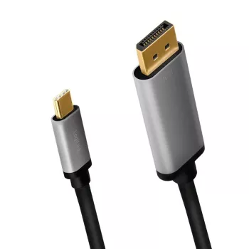 LogiLink CUA0100 kabelio jungties adapteris DisplayPort USB 3.2 Gen1 Type-C 1,8 m juodas pilkas