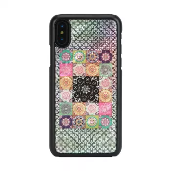 Smartphone dėklas iKins skirtas iPhone XS / XS S — Flower Garden dizainas, juodas