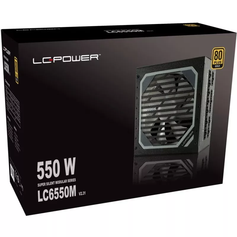 LC Power Super Silent Modular Series LC6550M V2,31 - maitinimo blokas (vidinis) - ATX12V 2,3 - EPS12V - 80 PLUS Gold - kintamoji srovė 110-240 V - 550 W - aktyvusis PFC - kalamos juodos spalvos (L