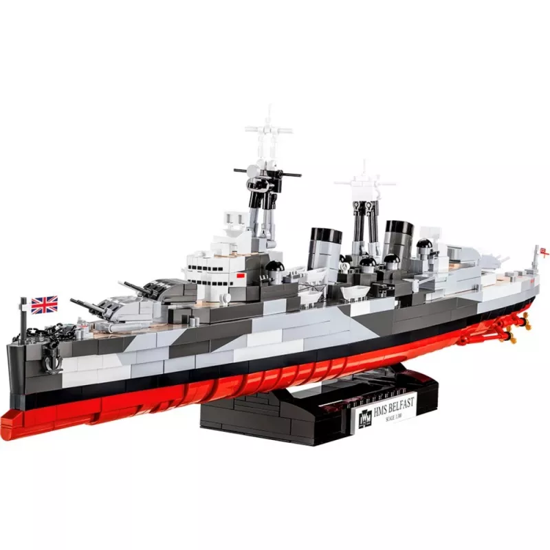 Konstruktorius Cobi HMS Belfast 1:300 mastelio modelis COBI-4844, istorinio Karališkojo laivyno lengvojo kreiserio demonstracinis modelis
