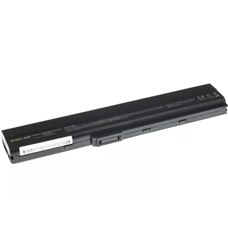 Baterija Green Cell AS02, skirta ASUS K52 serijai — Li‑Ion 4400 mAh, 11,1 V, 6 elementai, juoda