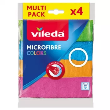 Mikropluošto valymo šluostė VILEDA 4 vnt., oranžinė, 380×360 mm, poliesteris 80 % / poliamidas 20 %, skalbiama mašina