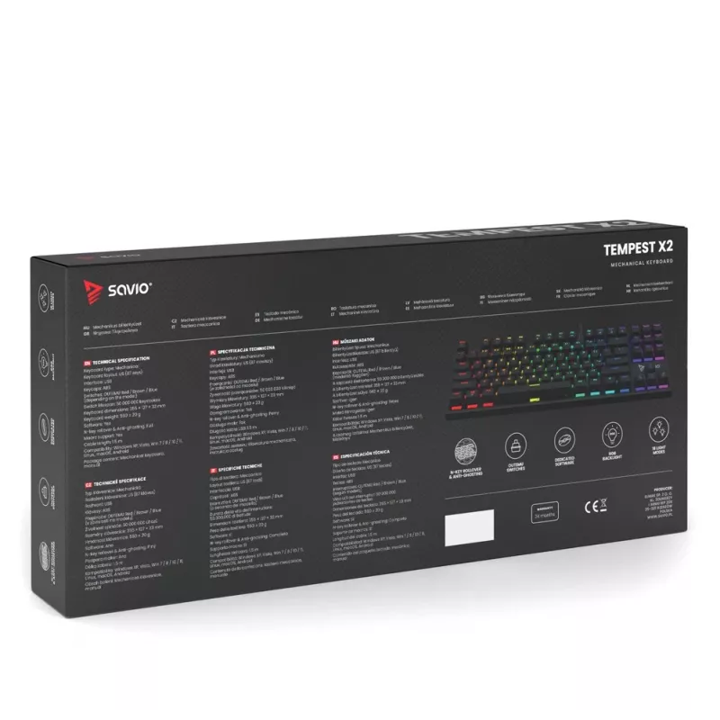 Savio Mechanical klaviatūra RGB Tempest X2 Outemu Brown
