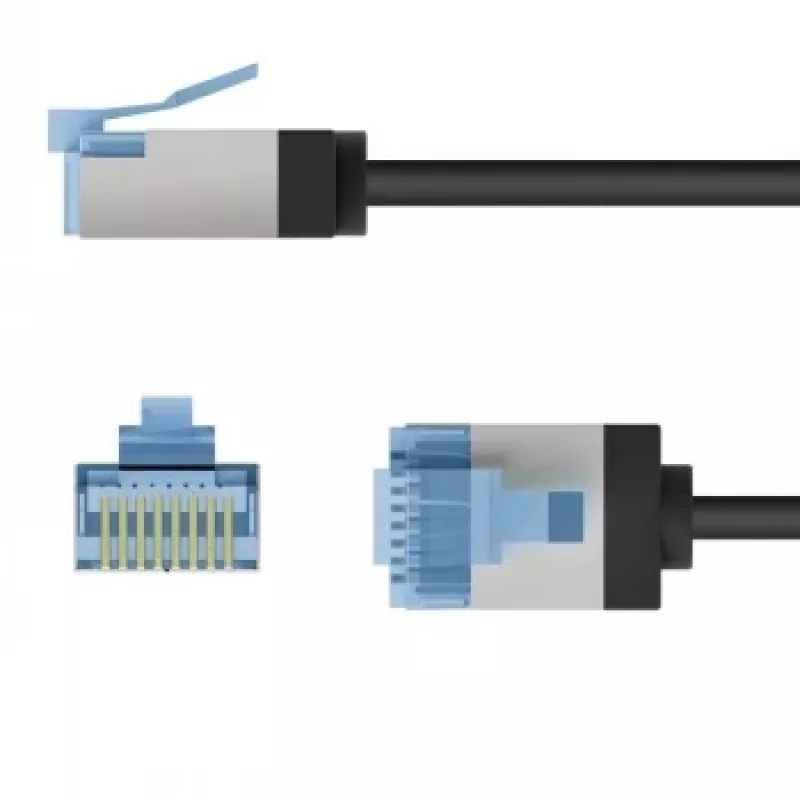 Goobay Ultra-Flexible CAT 6A komutacinis kabelis plonas U/FTP juodas - itin trumpas kištukas (74316)