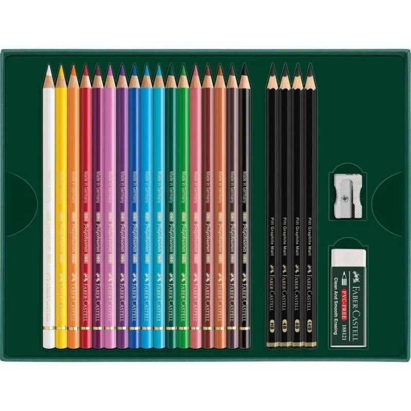 Aliejinių pieštukų rinkinys Faber-Castell Polychromos & Pitt Graphite Matt 21 vnt. Įvairiaspalvis