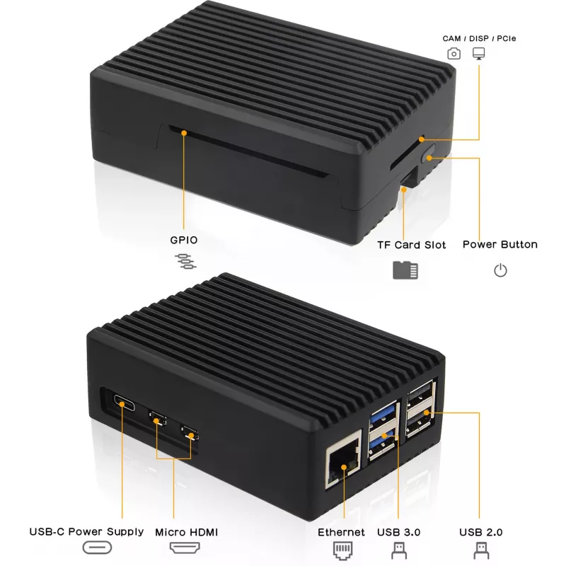 INTER-TECH korpusas Raspberry Pi 5 — ODS-739 kompaktiško dizaino