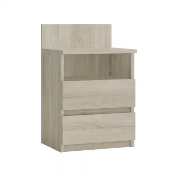 Topeshop M1 SONOMA MAT naktinis staliukas, ąžuolo apdaila, 2 stalčiai, 400×320×590 mm