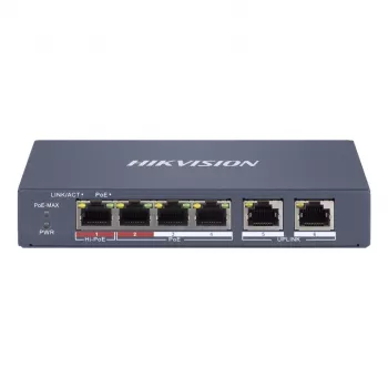 Valdomas komutatorius Hikvision DS-3E1106HP-EI 6 prievadų PoE Fast Ethernet