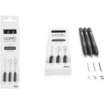 COPIC Multiliner smulkus rašiklis juodas 0.3 + 0.5 + 0.8 mm, 3 vnt. (22075630)