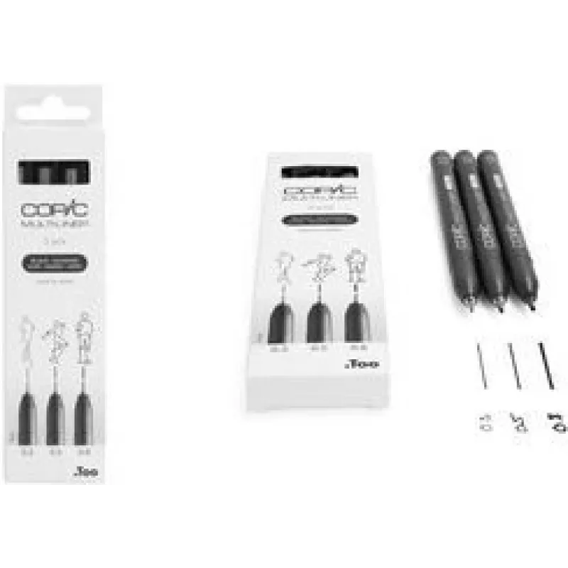 COPIC Multiliner smulkus rašiklis juodas 0.3 + 0.5 + 0.8 mm, 3 vnt. (22075630)