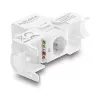 Keystone modulis DELOCK RJ45 į LSA Cat.6 UTP, montavimas be įrankių, su dulkių gaubteliu, plokščias, 16×31,8×19,4 mm, balta/juoda