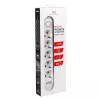 Maitinimo lizdų blokas MACLEAN MCE395 W — 5 lizdai, 3× USB A, 110–240 V kintamoji srovė, 2,1 A USB, maks. 2500 W, baltas, 1,5 m laidas