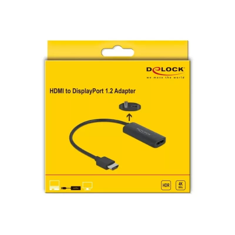 Adapteris HDMI-A kištukas į DisplayPort lizdą 4K 60 Hz DeLOCK 63206
