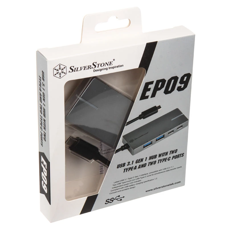 USB 3.1-C adapter SidabrinėSTONE SST-EP09C — USB-C į USB-A jungiamumas, sidabrinė apdaila