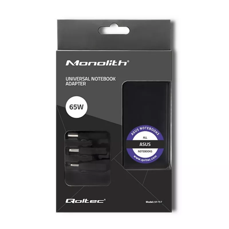 Qoltec 51757 maitinimo adapteris / keitiklis vidaus 65 W juodas