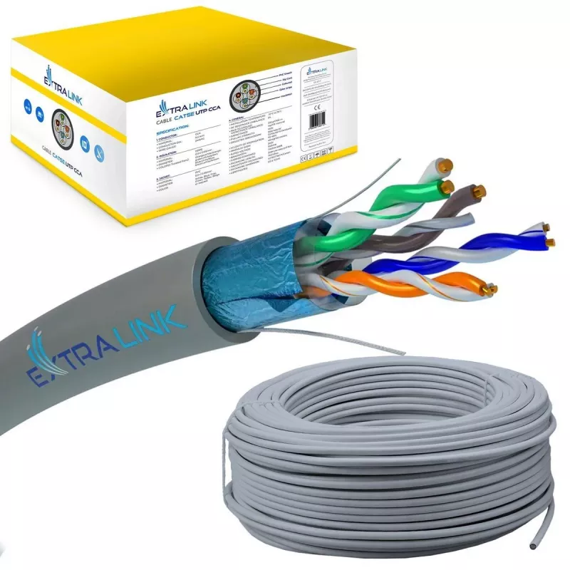 tinklo kabelis Extralink Twisted pair CAT5E FTP Indoor 305M Pilka