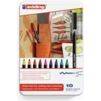 Flomasteris Edding 1300 colourpen juoda mėlyna ruda žalia oranžinė rožinė violetinė raudona geltona 10 vnt.