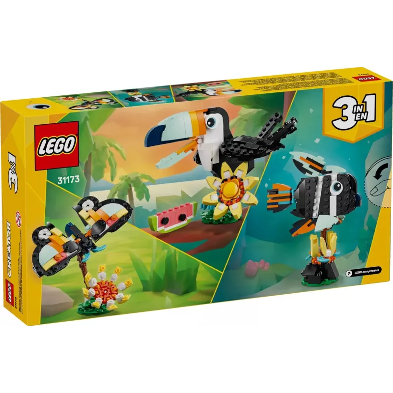 Konstravimo žaislas LEGO Creator 3 viename – laukiniai gyvūnai: atogrąžų tukano rinkinys 31173
