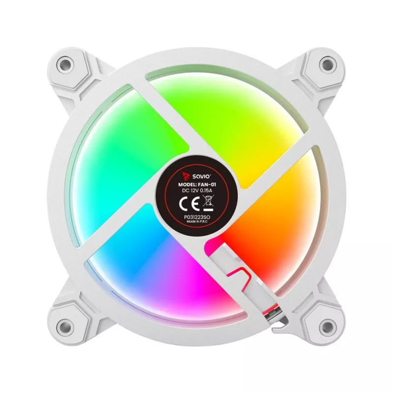 SAVIO FAN-01 WHITE 4-pack 120 mm ARGB ventiliatorius su valdikliu ir nuotolinio valdymo pulteliu