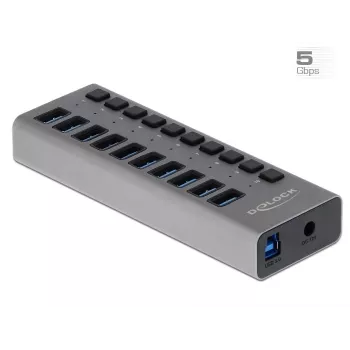 DeLOCK išorinis 5 Gbps USB šakotuvas su 10 prievadų ir jungikliu
