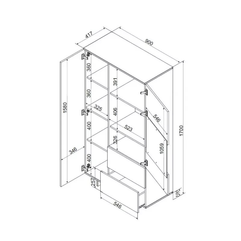 Spintelė cama meble ALMA 90x41,5xP170 cm kašmyro spalvos — pastatoma prie sienos