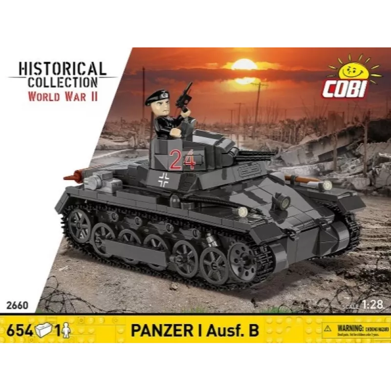 Statybinis rinkinys Cobi Panzer I Ausf. B – 654 detalės, detalus tanko modelio rinkinys