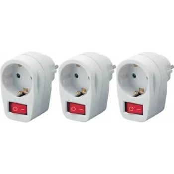 Sieninis jungiklis su kištukiniu lizdu 3-Pack Basetech 1-polis baltas