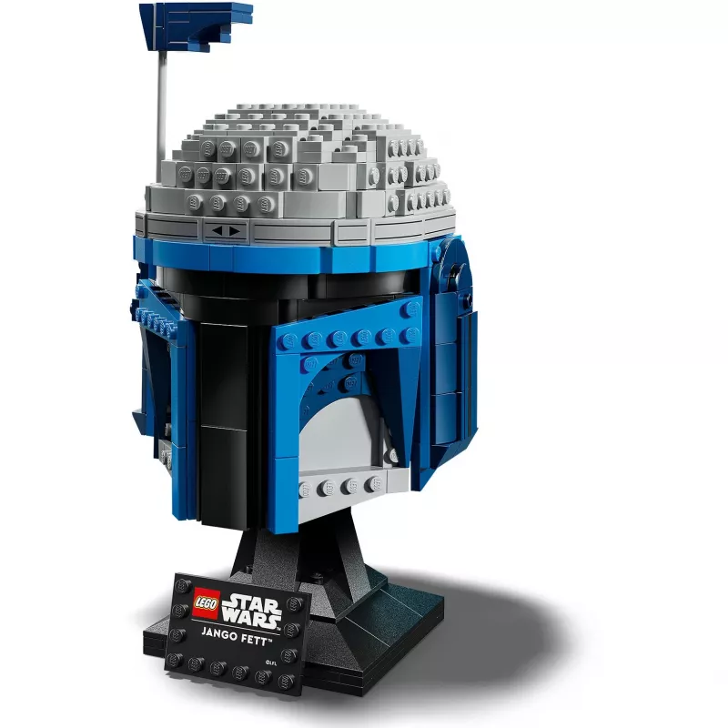 Kolekcinis LEGO Star Wars šalmo aksesuaras Jango Fett 75408 — 616 dalių, 210×120×110 mm demonstracinis modelis