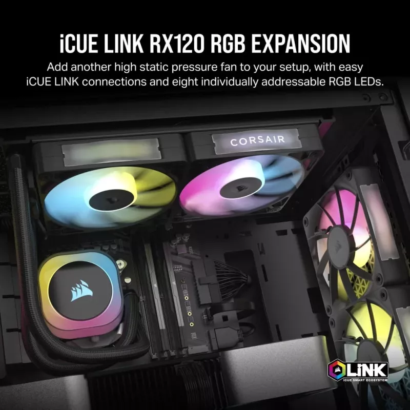 Ventiliatorius Corsair iCUE LINK RX120 RGB 12 cm juodas 400-2100 RPM