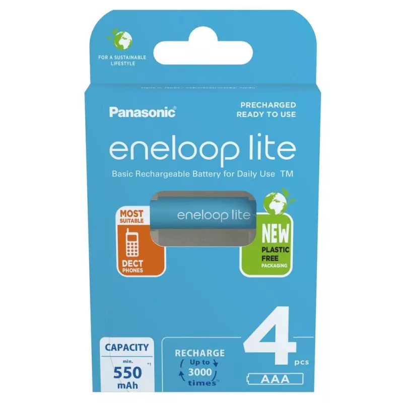 Įkraunamos baterijos PANASONIC ENELOOP LITE AAA 550 mAh 4 vnt. (BK-4LCCE/4CP)