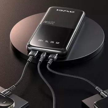 Awei PowerBank P10K 10000 MAh 22,5W Juoda/Juoda (10000mAh, 22W, 22.50Wh), išorinė baterija, juoda