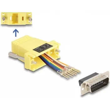 DeLOCK D-Sub 15 kontaktų lizdas į RJ45 lizdą surinkimo rinkinys geltonas VGA RJ-45