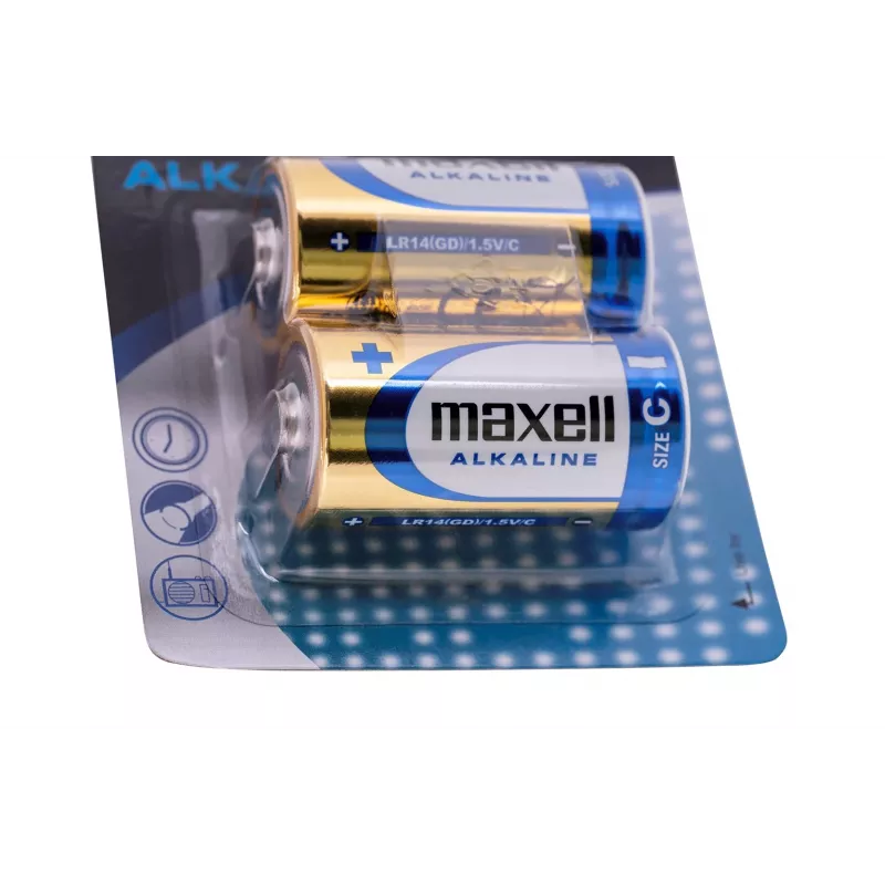 Vienkartinė baterija MAXELL LR14 (C) šarminė 1,5 V, 2 vnt., lizdinė pakuotė