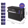 Įkroviklis QOLTEC Monolith 20A 12V, skirtas LiFePO4, AGM, GEL, SLA baterijoms