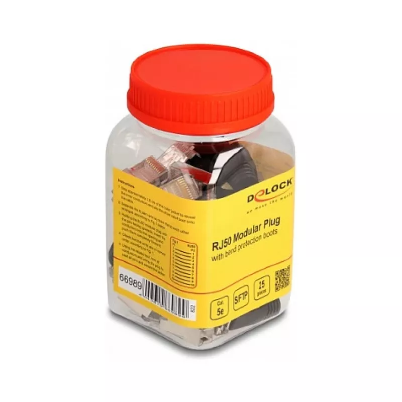 DeLOCK RJ50 modulinis kištukas Cat.5e 25 vnt. rinkinys vyriškas juoda sidabrinė