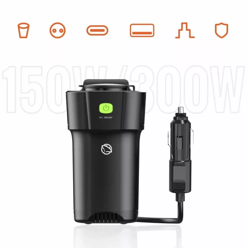 Nuolatinės srovės į kintamos srovės keitiklis MANTA MPI201C 150W — 150 W nuolatinė galia, nuolatinės srovės įėjimas į kintamos srovės išėjimą