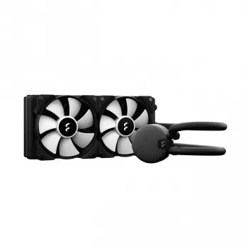 Viskas viename skysčio aušinimo sistema Fractal Design Lumen S24 v2 RGB — 240 mm radiatorius, 120 mm RGB ventiliatoriai, juoda