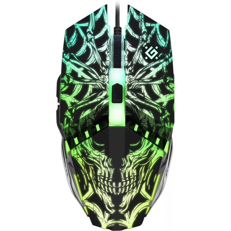 Žaidimų pelė DEFENDER GM-670L (dvikryptė) optinė, 2400 DPI, 5 mygtukai, laidinė, juoda, RGB
