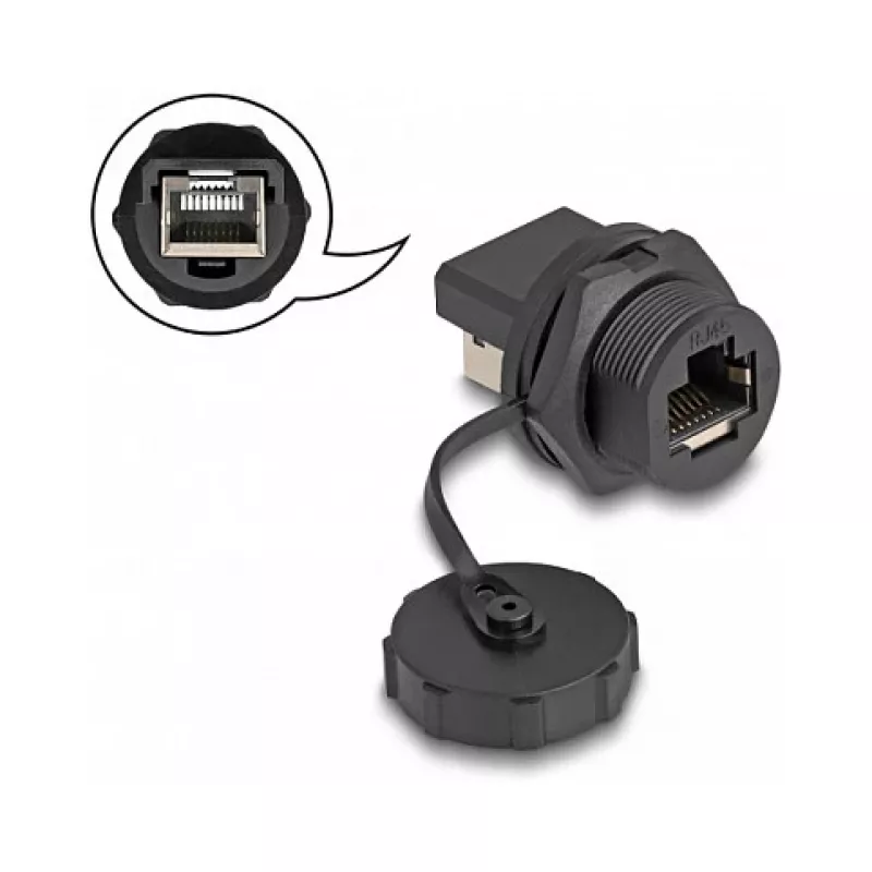 DeLOCK RJ45 Cat.6A mova IP67 atspari vandeniui ir dulkėms juoda