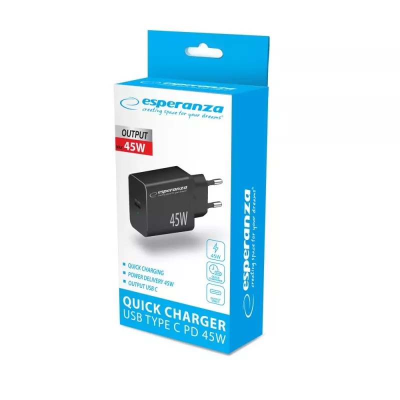 Esperanza EZC108K tinklo adapteris 45W Juoda