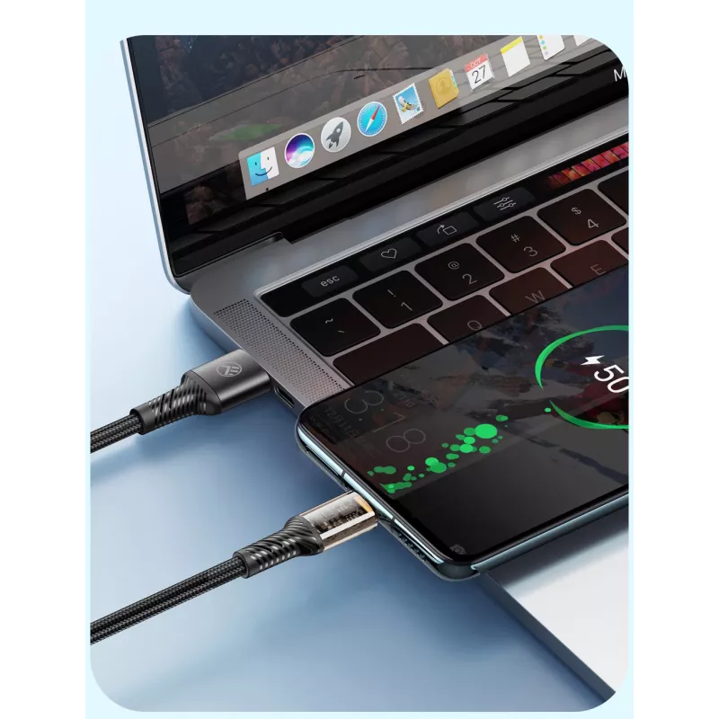 USB Type-C duomenų laidas Tellur TLL155711, 3A srovė, 100 cm, juodas