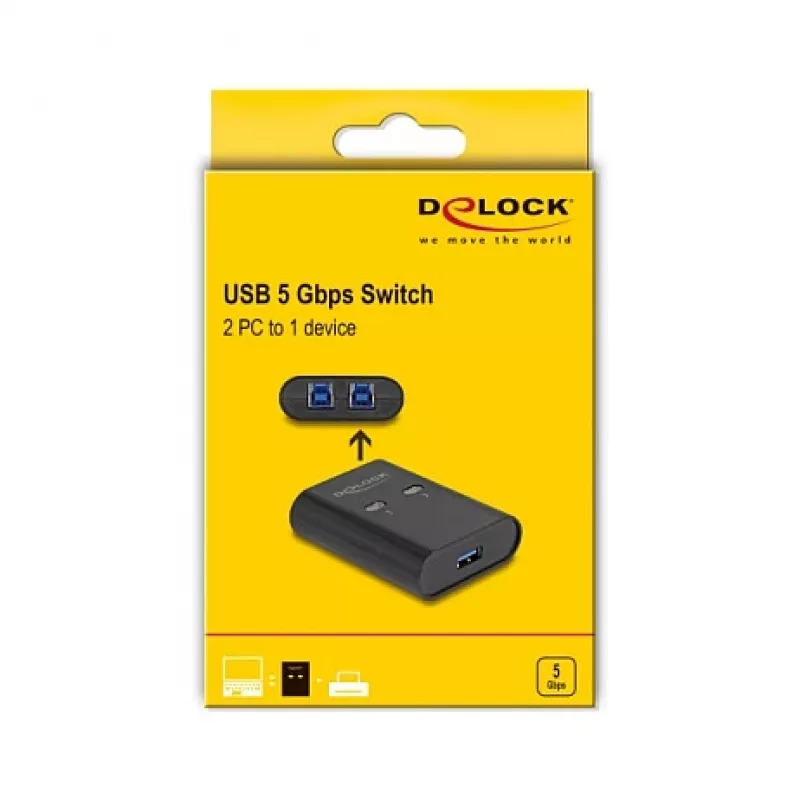 DeLOCK USB jungiklis 2 kompiuteriams prie 1 įrenginio 5 Gbps juodas