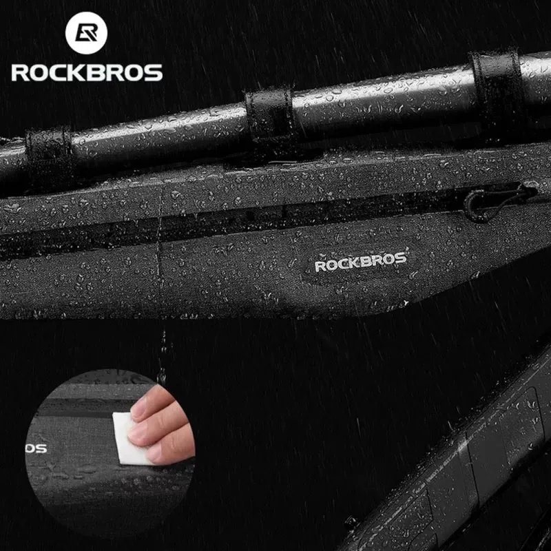 Rockbros AS-052 pilkas vandeniui atsparus dviračio rėmo krepšys