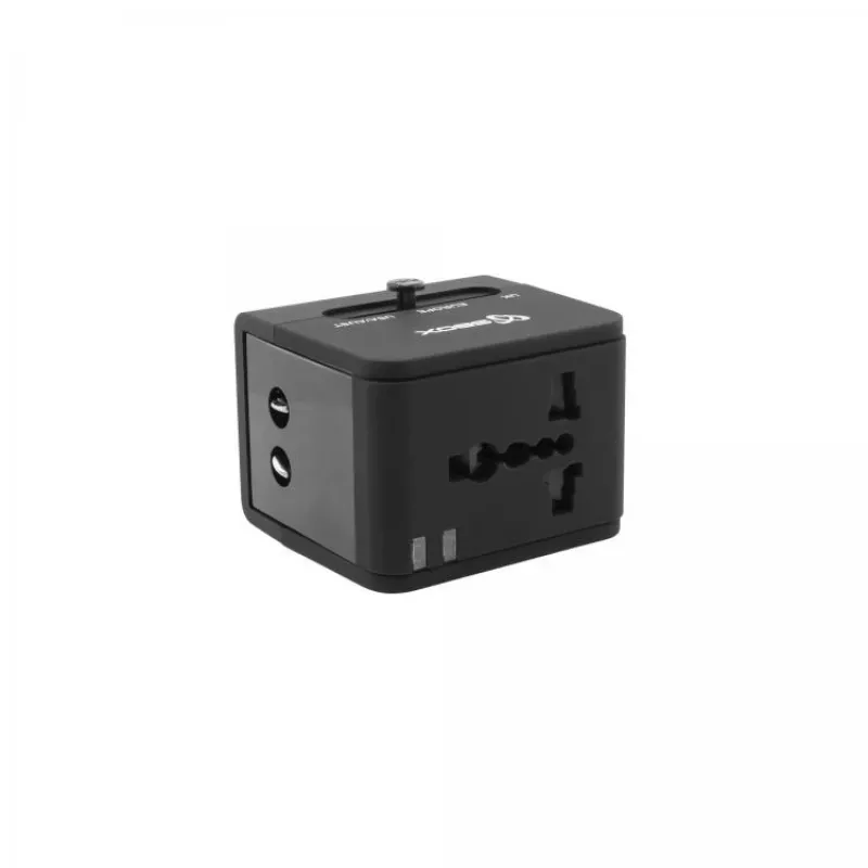 Keliautojo adapteris SBOX TA-23 su dvigubu USB įkrovikliu ir universaliu kištukų suderinamumu